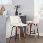 Toriano Mid-Century Modern Cream Fabric Counter Stools (Set of 2) (Set of 2) 14 Toriano Mid-Century Modern Cream Fabric Counter Stools (Set of 2) (Set of 2)