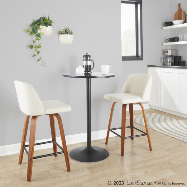 Toriano Mid Century Modern Cream Fabric Counter Stools Set of 2 Set of 2 3