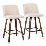 Toriano Mid-Century Modern Cream Fabric Counter Stools (Set of 2) (Set of 2) 18 Toriano Mid-Century Modern Cream Fabric Counter Stools (Set of 2) (Set of 2)