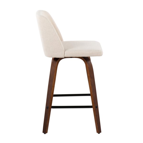 Toriano Mid Century Modern Cream Fabric Counter Stools Set of 2 Set of 2 6