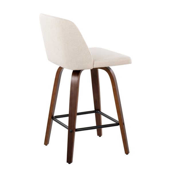 Toriano Mid Century Modern Cream Fabric Counter Stools Set of 2 Set of 2 7