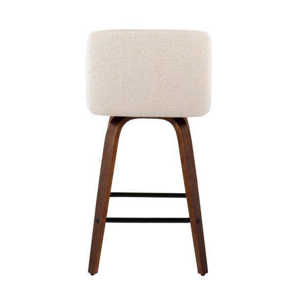 Toriano Mid Century Modern Cream Fabric Counter Stools Set of 2 Set of 2 8
