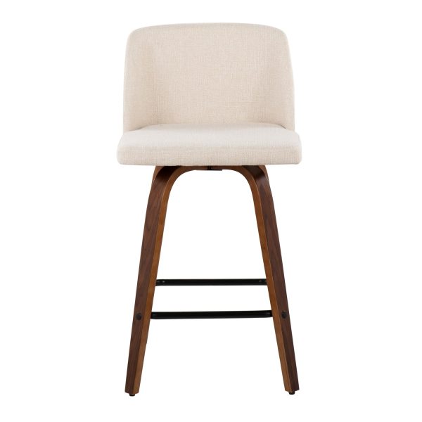 Toriano Mid Century Modern Cream Fabric Counter Stools Set of 2 Set of 2 9
