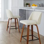 Toriano Walnut Cream Mid-Century Modern 24-Inch Counter Stools (Set of 2) 12 Toriano Walnut Cream Mid-Century Modern 24-Inch Counter Stools (Set of 2)