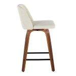 Toriano Walnut Cream Mid-Century Modern 24-Inch Counter Stools (Set of 2) 18 Toriano Walnut Cream Mid-Century Modern 24-Inch Counter Stools (Set of 2)