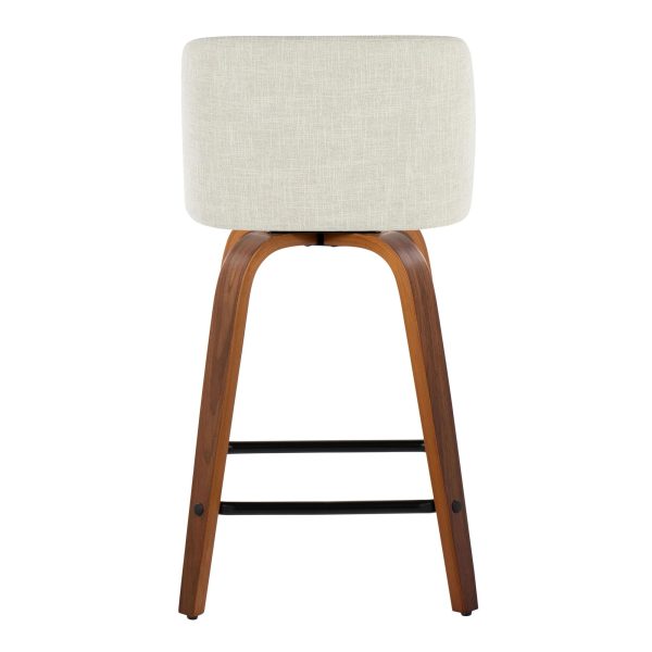 Toriano Walnut Cream Mid Century Modern 24 Inch Counter Stools Set of 2 8