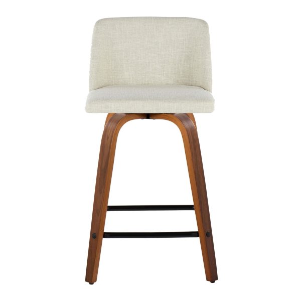 Toriano Walnut Cream Mid Century Modern 24 Inch Counter Stools Set of 2 9