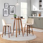 Toriano Walnut Cream Swivel Mid-Century Modern Counter Stools (Set of 2) 12 Toriano Walnut Cream Swivel Mid-Century Modern Counter Stools (Set of 2)