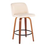 Toriano Walnut Cream Swivel Mid-Century Modern Counter Stools (Set of 2) 15 Toriano Walnut Cream Swivel Mid-Century Modern Counter Stools (Set of 2)