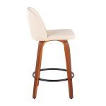 Toriano Walnut Cream Swivel Mid-Century Modern Counter Stools (Set of 2) 16 Toriano Walnut Cream Swivel Mid-Century Modern Counter Stools (Set of 2)