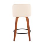 Toriano Walnut Cream Swivel Mid-Century Modern Counter Stools (Set of 2) 18 Toriano Walnut Cream Swivel Mid-Century Modern Counter Stools (Set of 2)