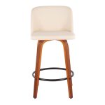 Toriano Walnut Cream Swivel Mid-Century Modern Counter Stools (Set of 2) 19 Toriano Walnut Cream Swivel Mid-Century Modern Counter Stools (Set of 2)