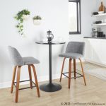 Toriano Walnut Grey Fabric Mid-Century Modern Counter Stools (Set of 2) 16 Toriano Walnut Grey Fabric Mid-Century Modern Counter Stools (Set of 2)
