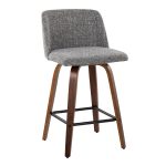 Toriano Walnut Grey Fabric Mid-Century Modern Counter Stools (Set of 2) 19 Toriano Walnut Grey Fabric Mid-Century Modern Counter Stools (Set of 2)