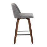 Toriano Walnut Grey Fabric Mid-Century Modern Counter Stools (Set of 2) 20 Toriano Walnut Grey Fabric Mid-Century Modern Counter Stools (Set of 2)