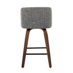 Toriano Walnut Grey Fabric Mid-Century Modern Counter Stools (Set of 2) 22 Toriano Walnut Grey Fabric Mid-Century Modern Counter Stools (Set of 2)