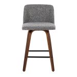 Toriano Walnut Grey Fabric Mid-Century Modern Counter Stools (Set of 2) 23 Toriano Walnut Grey Fabric Mid-Century Modern Counter Stools (Set of 2)