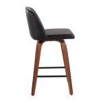 Toriano Walnut Mid-Century Modern Black Faux Leather Counter Stool (Set of 2) 17 Toriano Walnut Mid-Century Modern Black Faux Leather Counter Stool (Set of 2)