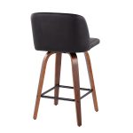 Toriano Walnut Mid-Century Modern Black Faux Leather Counter Stool (Set of 2) 18 Toriano Walnut Mid-Century Modern Black Faux Leather Counter Stool (Set of 2)