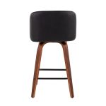 Toriano Walnut Mid-Century Modern Black Faux Leather Counter Stool (Set of 2) 19 Toriano Walnut Mid-Century Modern Black Faux Leather Counter Stool (Set of 2)