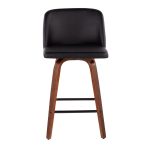 Toriano Walnut Mid-Century Modern Black Faux Leather Counter Stool (Set of 2) 20 Toriano Walnut Mid-Century Modern Black Faux Leather Counter Stool (Set of 2)