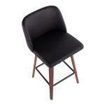 Toriano Walnut Mid-Century Modern Black Faux Leather Counter Stool (Set of 2) 21 Toriano Walnut Mid-Century Modern Black Faux Leather Counter Stool (Set of 2)