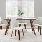 Toriano Walnut Wood Beige Fabric Mid-Century Dining Chairs (Set of 2) 12 Toriano Walnut Wood Beige Fabric Mid-Century Dining Chairs (Set of 2)