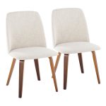 Toriano Walnut Wood Beige Fabric Mid-Century Dining Chairs (Set of 2) 15 Toriano Walnut Wood Beige Fabric Mid-Century Dining Chairs (Set of 2)