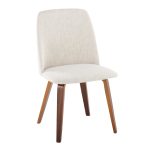 Toriano Walnut Wood Beige Fabric Mid-Century Dining Chairs (Set of 2) 16 Toriano Walnut Wood Beige Fabric Mid-Century Dining Chairs (Set of 2)