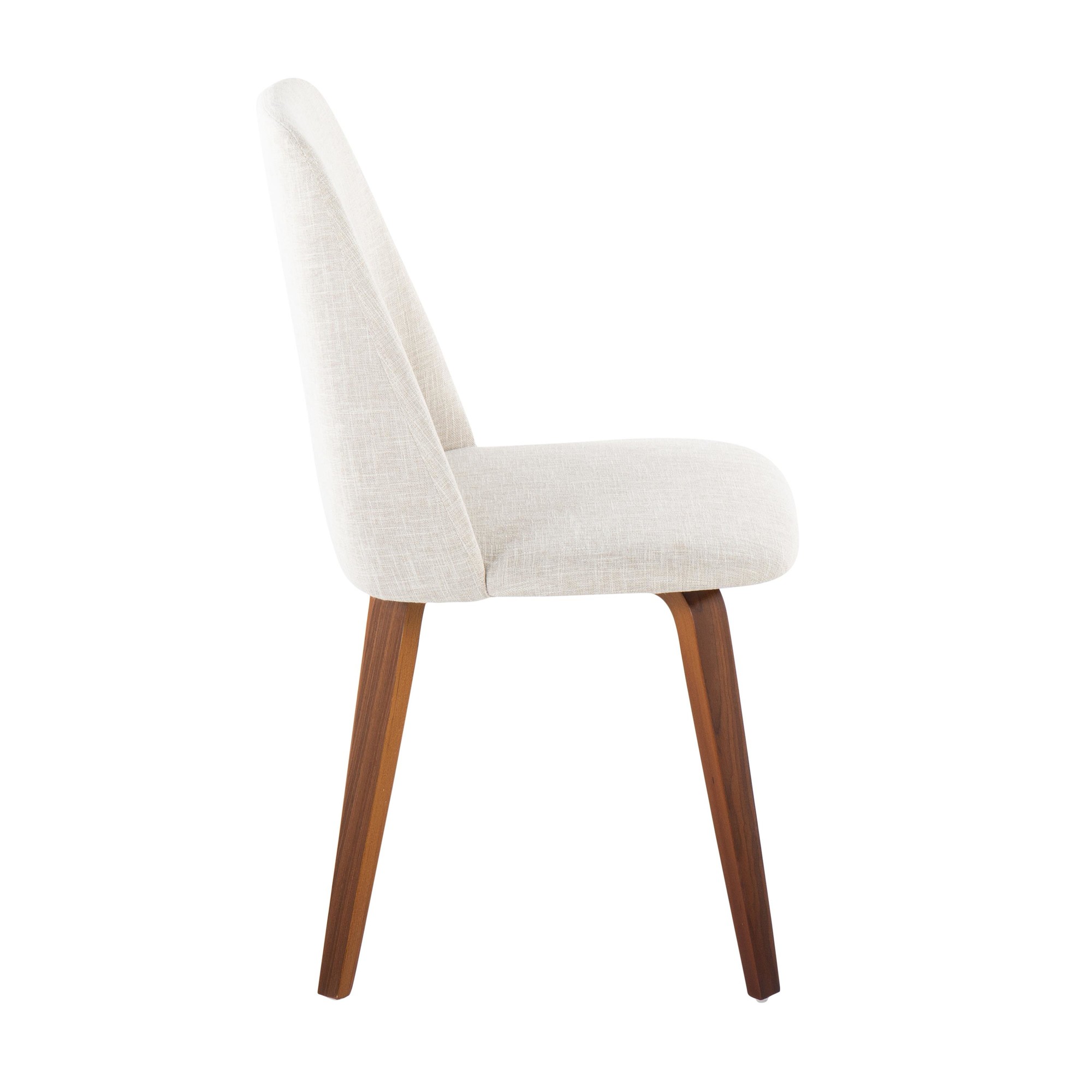 Toriano Walnut Wood Beige Fabric Mid-Century Dining Chairs (Set of 2) 6 Toriano Walnut Wood Beige Fabric Mid-Century Dining Chairs (Set of 2) - Image 6