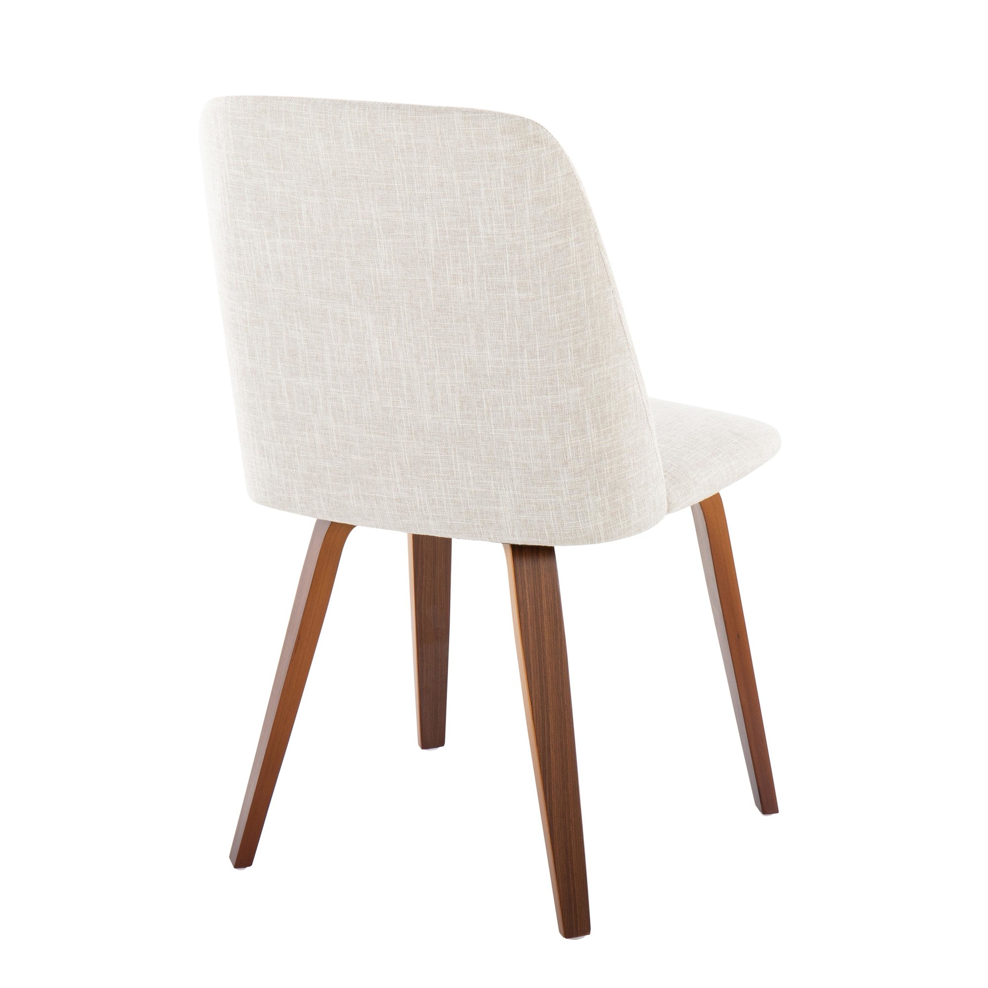 Toriano Walnut Wood Beige Fabric Mid-Century Dining Chairs (Set of 2) 7 Toriano Walnut Wood Beige Fabric Mid-Century Dining Chairs (Set of 2) - Image 7