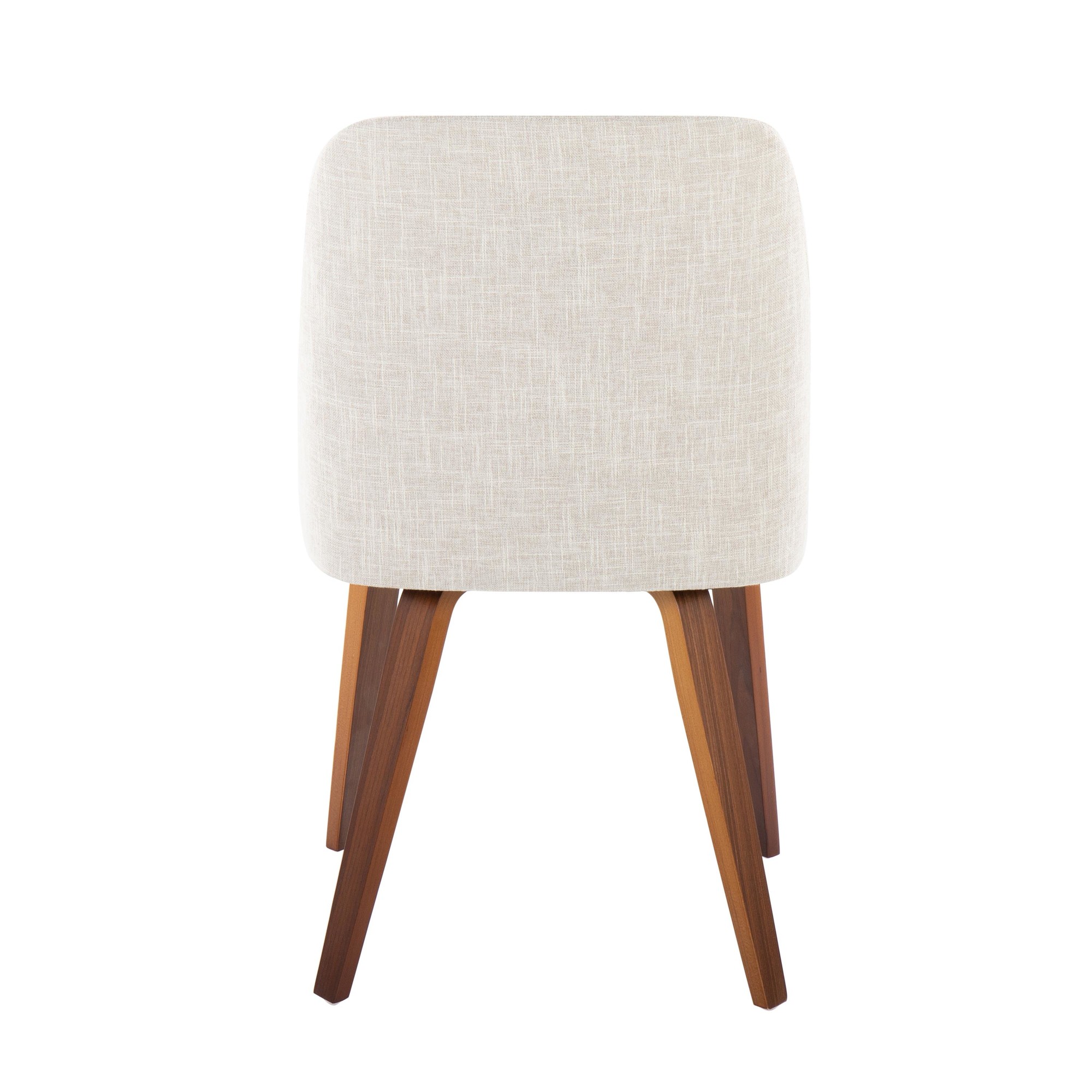 Toriano Walnut Wood Beige Fabric Mid-Century Dining Chairs (Set of 2) 8 Toriano Walnut Wood Beige Fabric Mid-Century Dining Chairs (Set of 2) - Image 8