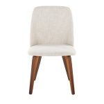 Toriano Walnut Wood Beige Fabric Mid-Century Dining Chairs (Set of 2) 20 Toriano Walnut Wood Beige Fabric Mid-Century Dining Chairs (Set of 2)
