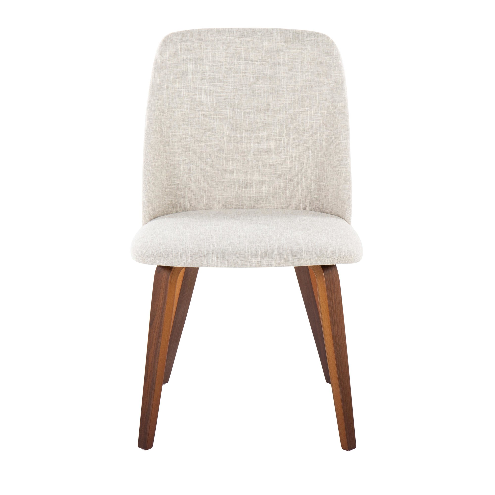 Toriano Walnut Wood Beige Fabric Mid-Century Dining Chairs (Set of 2) 9 Toriano Walnut Wood Beige Fabric Mid-Century Dining Chairs (Set of 2) - Image 9