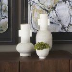 Torres Small Textured Off White w/ Gold Metal Vase