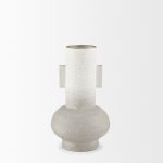Torres Small Textured Off White w/ Gold Metal Vase