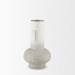 Torres Small Textured Off White w/ Gold Metal Vase