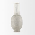 Torres Tall Textured Off White w/ Gold Metal Vase