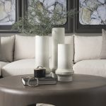 Tovah Medium Textured White w/ Gold Metal Vase