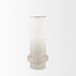 Tovah Medium Textured White w/ Gold Metal Vase