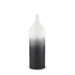 Townley Small White w/ Black Ombre Metal Vase