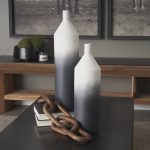 Townley Small White w/ Black Ombre Metal Vase