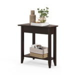Mid Century Modern Narrow End Table with Storage Shelf