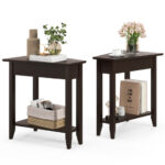 Mid Century Modern Narrow End Table with Storage Shelf