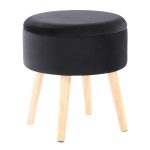 Tray Black Velvet Contemporary Storage Ottoman Set