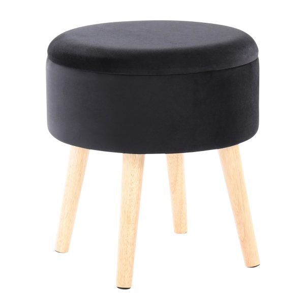 Tray Black Velvet Contemporary Storage Ottoman Set 6
