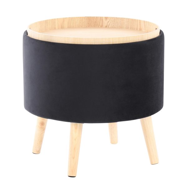 Tray Black Velvet Contemporary Storage Ottoman Set 7