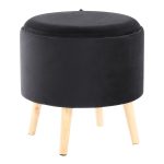 Tray Black Velvet Contemporary Storage Ottoman Set