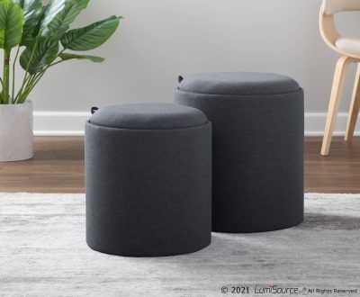 Tray Charcoal Contemporary Nesting Ottoman Set