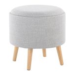 Tray Contemporary Light Grey Fabric Storage Ottoman Set